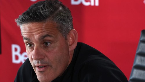 TORONTO, ON - OCTOBER 17  -   Toronto FC head coach John Herdman speaks. After a season where Toronto FC missed the play-offs by three points the team hosted their end-of-year availability at TFC Training Grounds in Toronto. October 17, 2024.  (Photo by Steve Russell/Toronto Star via Getty Images)