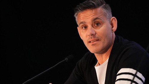 MIAMI, FLORIDA - JANUARY 11: John Herdman head coach of Toronto FC speaks at a press conference during a MLS media day event at the Miami Convention Center on January 11, 2024 in Miami, Florida.   Rich Storry/Getty Images/AFP (Photo by Rich Storry / GETTY IMAGES NORTH AMERICA / Getty Images via AFP)