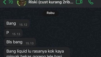 Niatnya komplain rasa liquid, tapi perumpamaannya bikin ngakak. Stroberi cheesecake malah dibilang rasa minyak bekas goreng lele. Foto: X.com