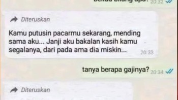 Mantan tiba-tiba muncul dengan janji manis dan gaji fantastis. Balasannya malah nanya info loker.  Foto: X.com