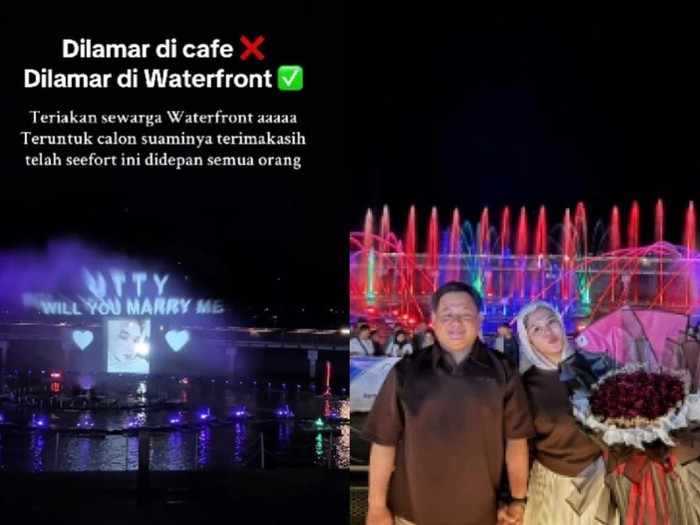 Viral! Momen romantis pria melamar kekasihnya pakai layar air di Waterfront Danau Toba. Aksi ini sukses bikin publik ikut baper.