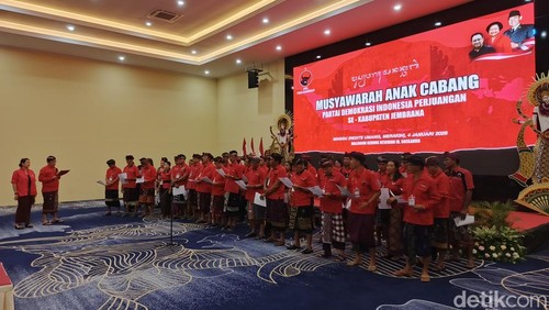 Musyawarah Anak Cabang (Musancab) dan pelantikan pengurus Pimpinan Anak Cabang (PAC) se-Kabupaten Jembrana di Ballroom Gedung Kesenian Bung Karno (GKBK) Jembrana, Minggu (4/1/2026). (I Putu Adi Budiastrawan/detikBali)