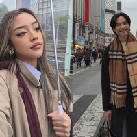 Devano Danendra dan Baila Fauri juga mengunggah momen sedang berlibur ke Jepang bersama. Keduanya kompak mengenakan coat nuansa earth tone. Foto: Dok. Instagram
