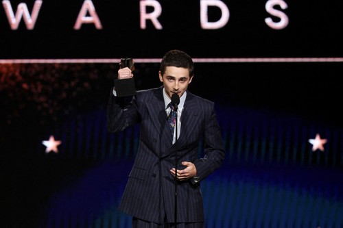 Timothee Chalamet accepts the Best Actor Award for 
