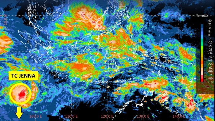 Bibit Siklon Tropis 91S Berkembang Jadi Siklon Tropis Jenna, Ini Kondisinya