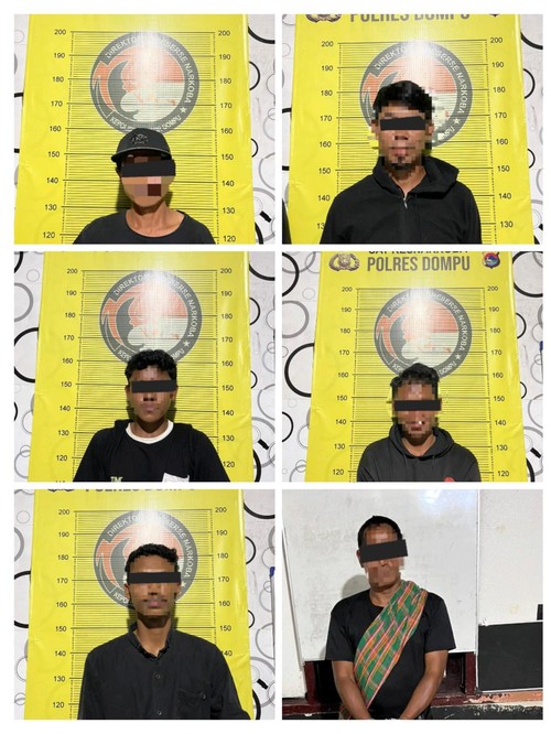 Enam kurir sabu yang ditangkap Satresnarkoba Polres Dompu.