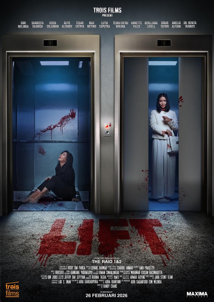 Trois Films luncurkan teaser trailer film thriller psikologis Lift. Film ini menjanjikan ketegangan di ruang lift, tayang 26 Februari 2026.