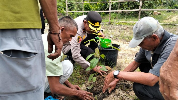 Polsek Kampar dan Ninik Mamak Hijaukan Stadion Lipatkain Perkuat Green Policing