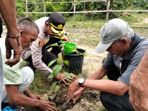 Polsek Kampar dan Ninik Mamak Hijaukan Stadion Lipatkain Perkuat Green Policing