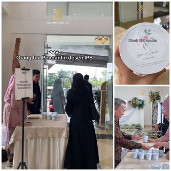 Pengantin menyediakan bibit tanaman sebagai souvenir di acara pernikahannya di Bogor, Jawa Barat. Unggahan tersebut langsung viral di TikTok.