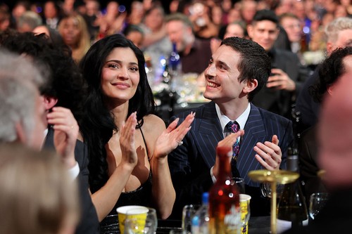 Kylie Jenner and Timothée Chalamet at the 31st Annual Critics Choice Awards held at the Barker Hangar on January 04, 2026 in Santa Monica, California. (Photo by Christopher Polk/Variety via Getty Images)