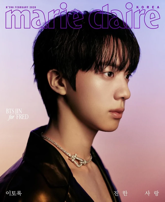 Baru-baru ini, namanya masuk dalam daftar idol KPop dengan jumlah kerja sama brand terbanyak. Jin BTS berada di urutan enam teratas, tercatat memiliki 12 kerja sama brand bersama Gucci, FRED, Alo, Dolce & Gabbana, hingga Dolby. Foto: dok. Marie Claire Korea