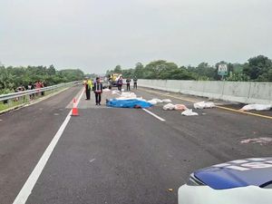 Kronologi Pikap Muat Daging Ayam Pecah Ban Lalu Terguling di Tol Paspro