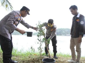 Kolaborasi Mahasiswa dan Polisi Hijaukan Sungai Indragiri demi Cegah Abrasi