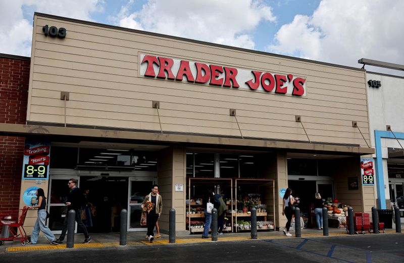 GLENDALE, CALIFORNIA - SEPTEMBER 16: The Trader Joe's logo is displayed at a Trader Joe's store on September 16, 2024 in Glendale, California. (Photo by Mario Tama/Getty Images)
