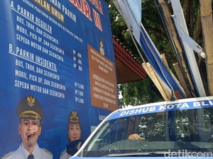 Banner Tarif Parkir di Kota Blitar Dirusak Orang Tak Dikenal