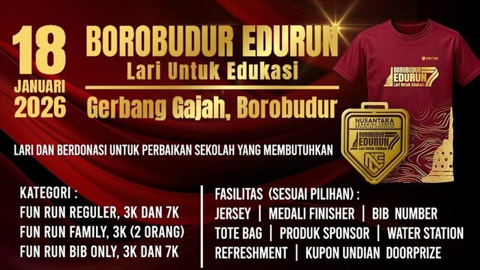 Borobudur Edu Run 7 Ajak Masyarakat Berlari Sambil Berkontribusi Sosial