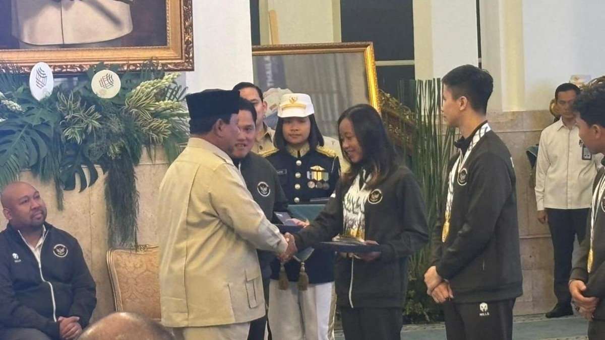 Prabowo Subianto resmi serahkan bonus ke atlet peraih medali SEA Games (Firda/detikcom)