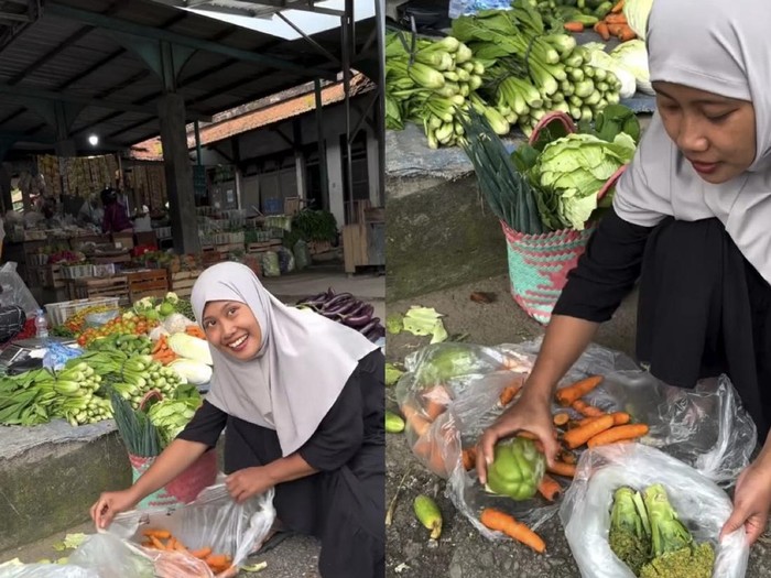 Viral aksi seorang ibu pungut sayur buangan di pasar untuk diolah jadi masakan di Kebumen, Jawa Tengah. Unggahan tersebut langsung viral di media social.