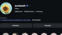 Namun, Aura mengganti namanya di akun Instagramnya itu dengan Febria dilihat dari akun Instagram pribadinya. Foto: Instagram @aurakasih