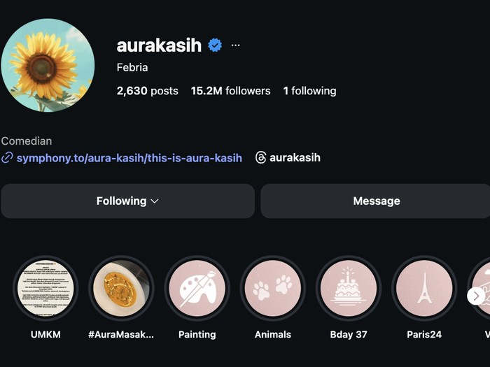 Aura Kasih ganti nama akun Instagram.