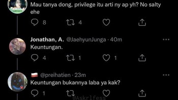 Pertanyaan sederhana dijawab dengan logika nyeleneh, bikin kolom balasan makin ramai. Foto: X.com