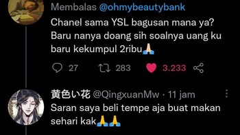 Nanya merek mahal dengan budget pas-pasan, balasan netizen langsung realistis dan bikin ngakak. Foto: X.com