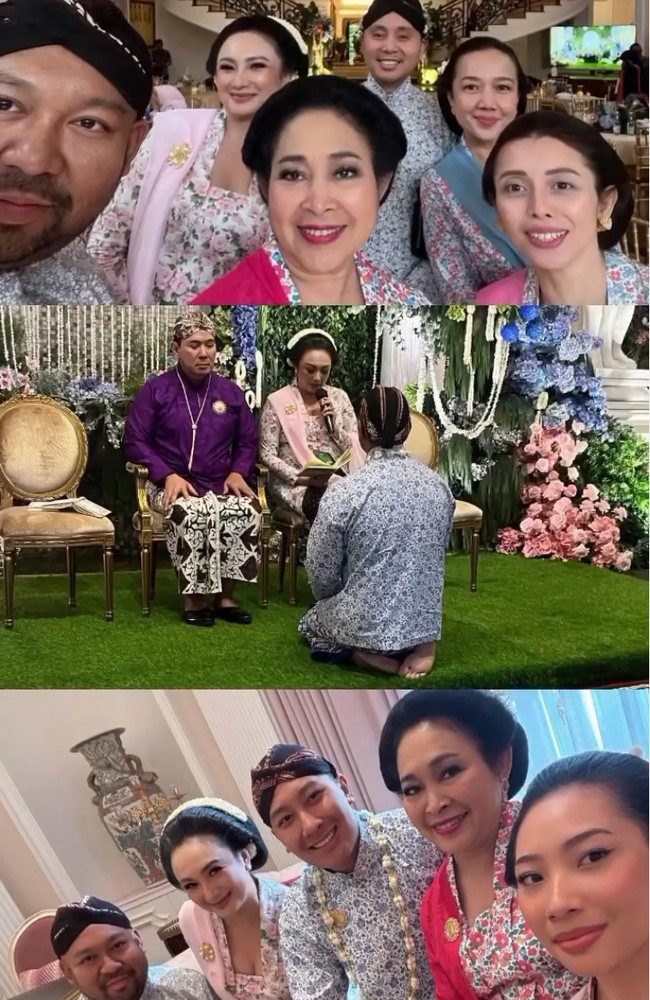 Penampilan Tata semakin paripurna dengan riasan wajah bernuansa pink yang natural, menonjolkan kesan lembut dan elegan. Rambutnya ditata dalam sanggul tradisional Jawa, mencerminkan keanggunan sekaligus menghormati adat yang dijalankan. Foto: Instagram/@tatacahyani @ragowo.hediprasetyo