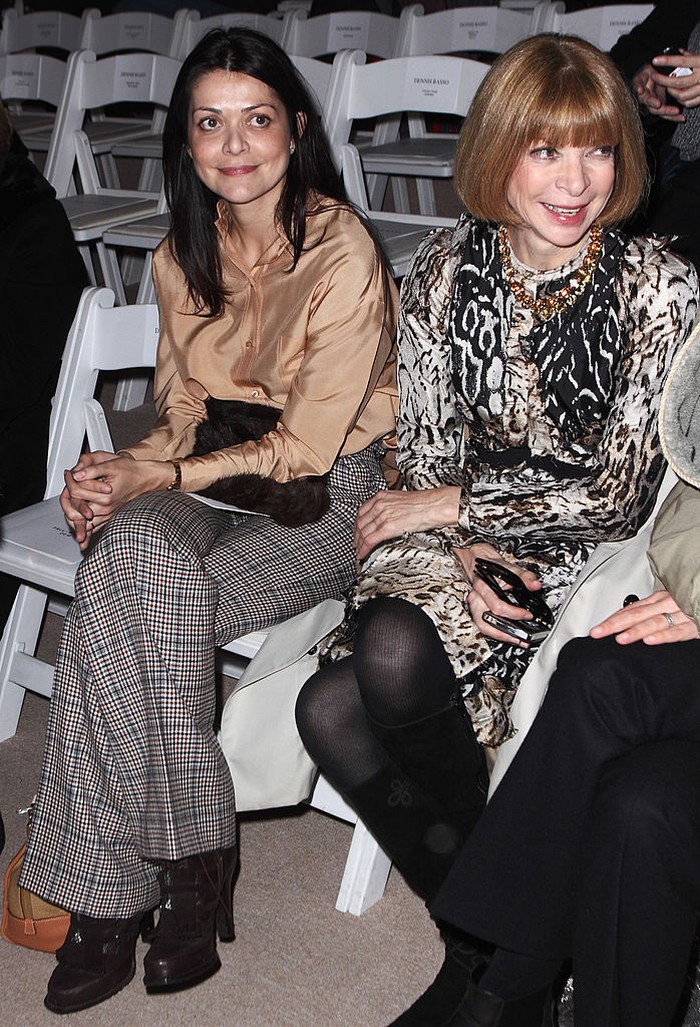 Filipa Fino and Anna Wintour attend the Dennis Basso Fall 2010 during Mercedes-Benz Fashion Week at Bryant Park on February 16, 2010 in New York City. (Photo by John Parra/WireImage)