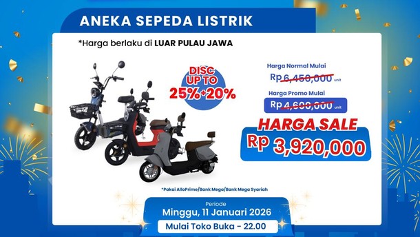 Aneka Sepeda Listrik Diskon Hingga 45% di Transmart Full Day Sale