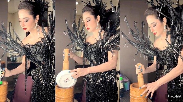 Demi Lesti Kejora, Dewi Perssik Beraksi Bikin Somtam di Belakang Panggung