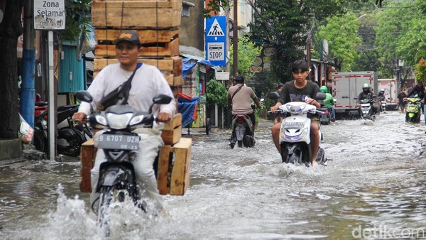 Hujan Reda, Banjir Masih Menggenang di Permukiman Pademangan Timur