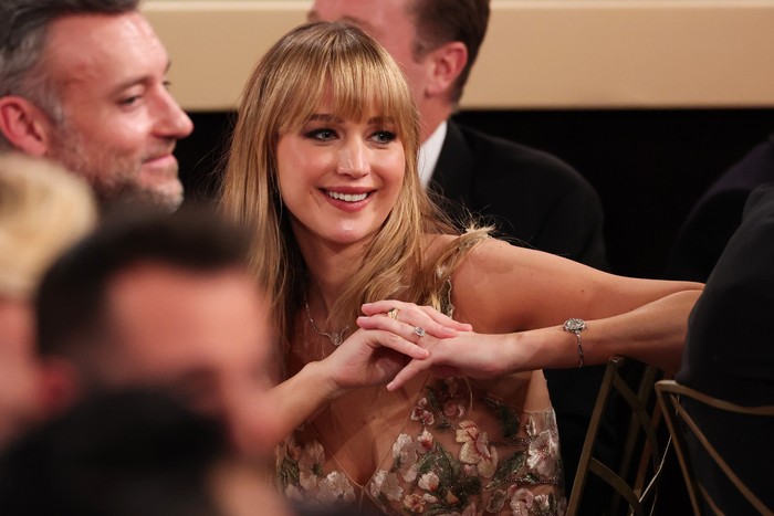 Jennifer Lawrence at the 83rd Annual Golden Globes held at The Beverly Hilton on January 11, 2026 in Beverly Hills, California. (Photo by Christopher Polk/2026GG/Penske Media via Getty Images)
