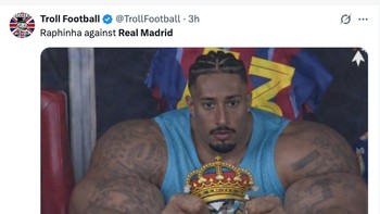 Saat Raphinha meremukan Madrid. Foto: X.com