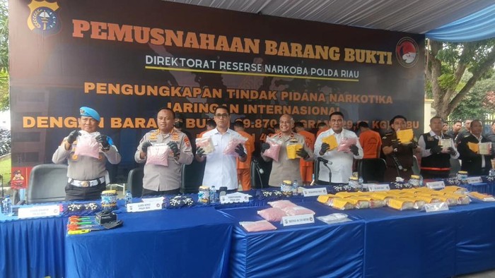Polda Riau Musnahkan Narkoba Rp 43,9 M Hasil Tangkapan Jelang Tahun Baru