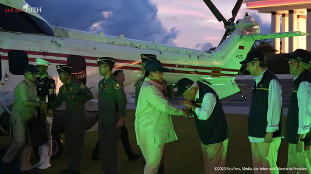 Presiden Prabowo Subianto Tiba di Ibu Kota Nusantara (IKN), Penajam Paser Utara, Senin (12/1/2026). (Tangkapan Layar Youtube/Sekretariat Presiden)