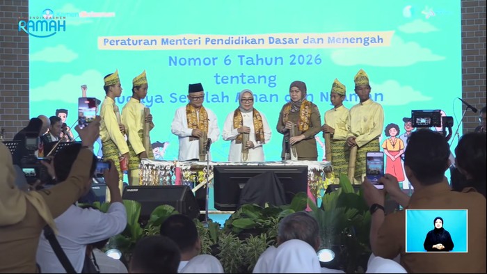 Tangkapan Layar Peresmian Permendikdasmen Nomor 6 Tahun 2026 tentang Budaya Sekolah Aman dan Nyaman.
