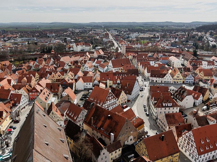 (GERMANY OUT) Nördlingen: Altstadt  - Luftbild  (Photo by Elmar Hartmann/ullstein bild via Getty Images)