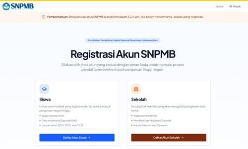 Ketentuan aktivasi akun SNPMB 2026.