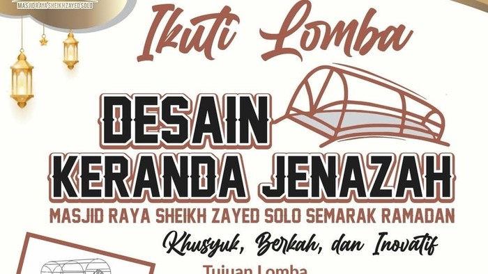 Pemberitahuan lomba desain keranda jenazah oleh Masjid Raya Sehingga Zayed.