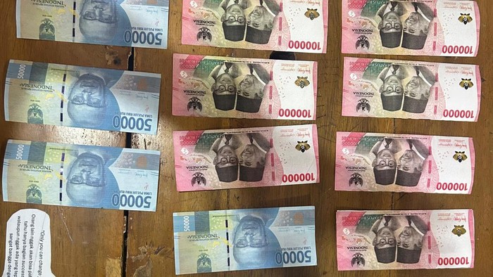 Penampakan uang palsu yang hendak diedarkan pemuda pengangguran di Lampung Selatan
