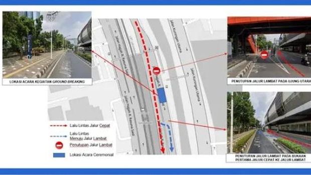 Rekayasa lalin saat pembongkaran tiang monorel di Jl HR Rasuna Said