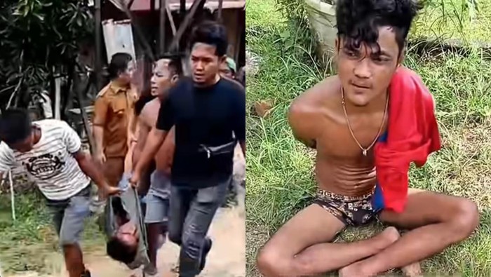 Tangkap layar pencuri motor yang dimassa warga di Batang Hari