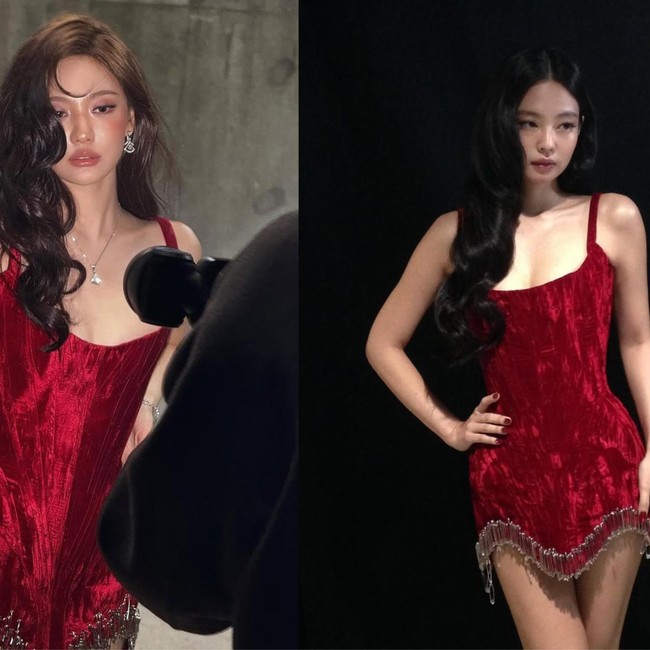 Adu Gaya Jennie BLACKPINK & Ningning aespa Pakai Gaun Merah Rp 56 Juta