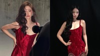 Adu Gaya Jennie BLACKPINK & Ningning aespa Pakai Gaun Merah Rp 56 Juta