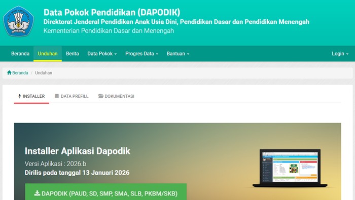 Kemendikdasmen Rilis Aplikasi Dapodik Versi 2026.b, Segara Unduh dan Install!