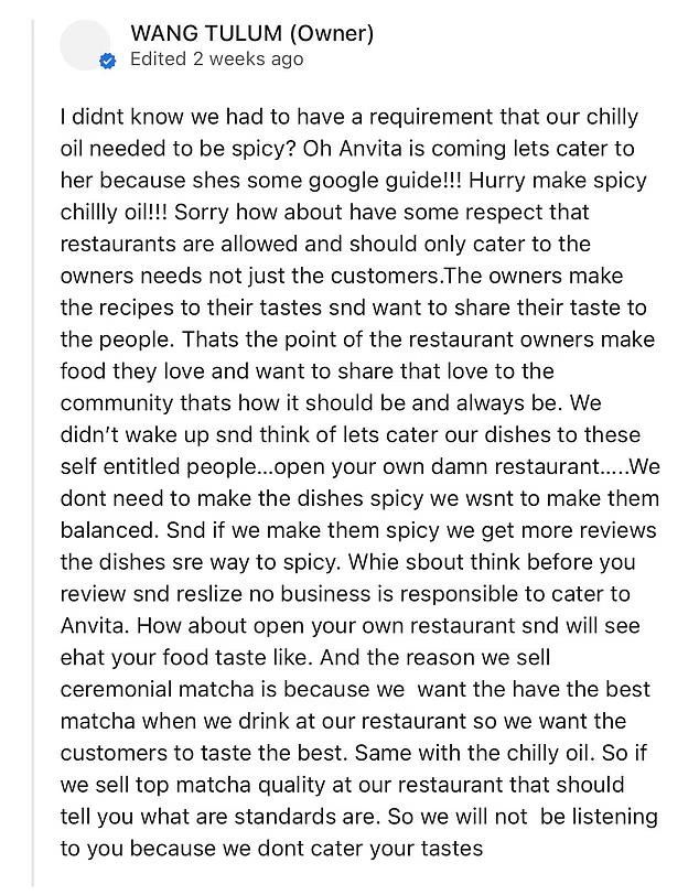 Diprotes Pelanggan Makanannya Tak Pedas, Pemilik Resto Ini Balas Nyinyir