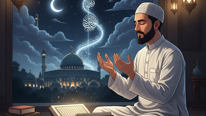 Ilustrasi Membaca Doa.