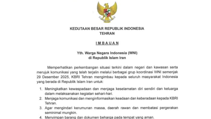 KBRI Teheran Keluarkan Imbauan Keamanan bagi WNI di Iran, Diminta Tetap Waspada