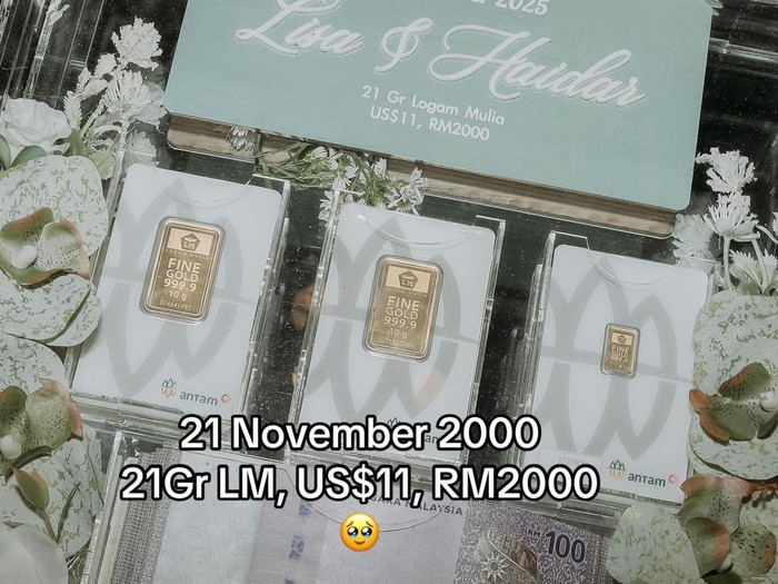 Mahar unik viral di TikTok, berupa Logam Mulia 21 gram, 11 USD, dan 2000 Ringgit mencuri perhatian warganet. Mahar yang sesuai dengan tanggal lahir pengantin wanita ini tuai banjir pujian dari warganet.